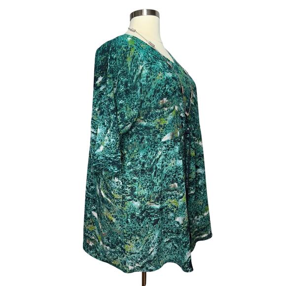 Ellos Tunic Women’s Size 1X Green Abstract Print Drawstring Waist Swim Cover-Up - Picture 4 of 8